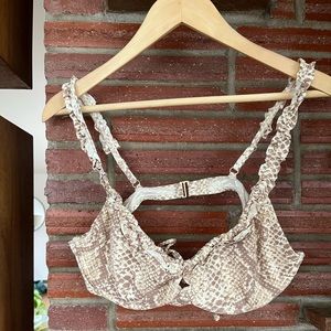 Snake Print Bikini Top with Ruffles